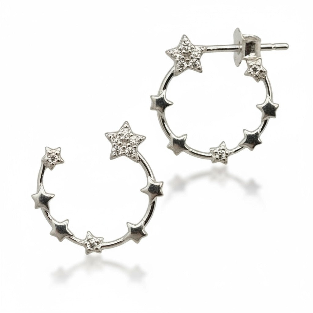 ARETES ESTRELLAS DE PLATA CON ZIRCONIA CÚBICA