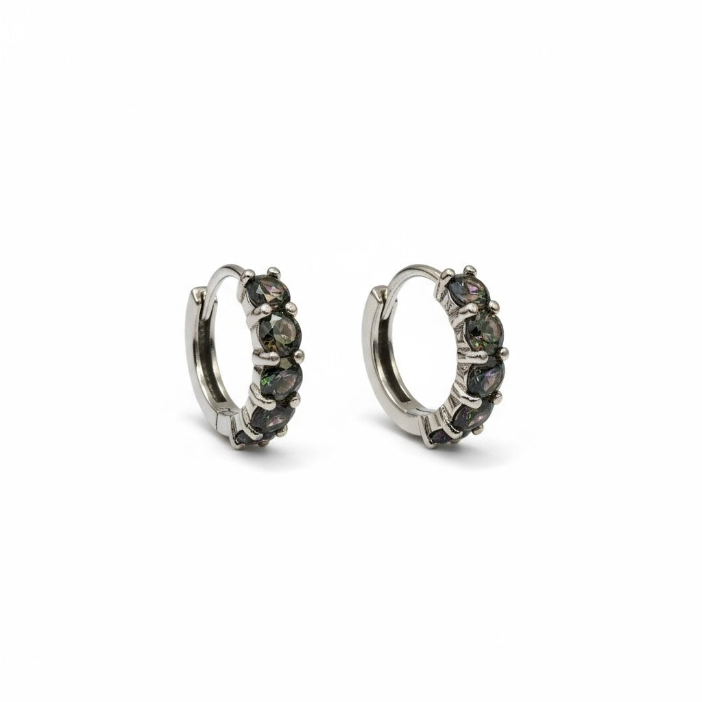 ARETES DE PLATA CON ZIRCONIA CÚBICA IRIDISCENTE