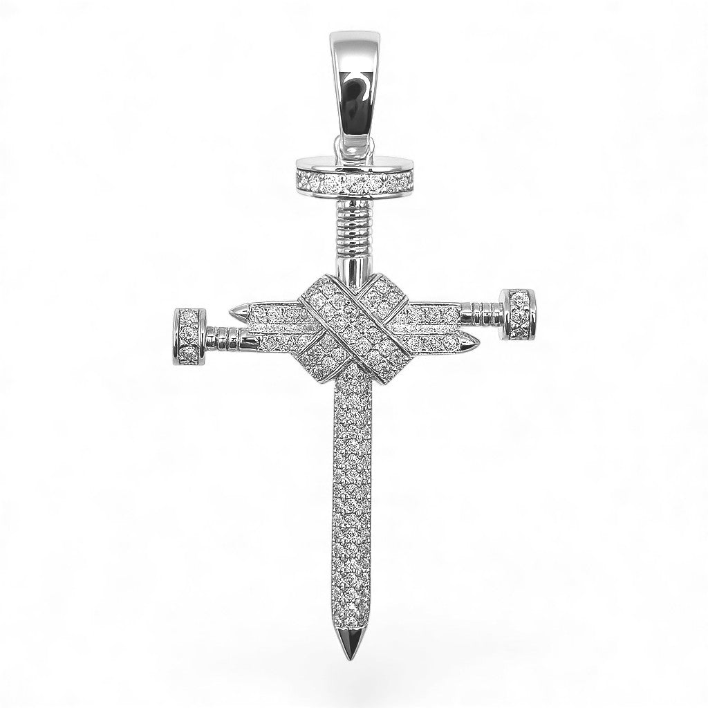 DIJE CRUZ DE PLATA CON MOISSANITA