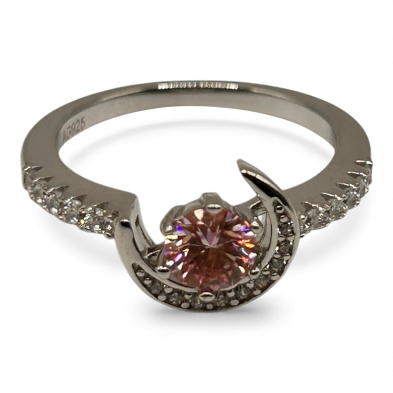 ANILLO DE PLATA CON CHAPA DE ORO BLANCO Y MOISSANITA