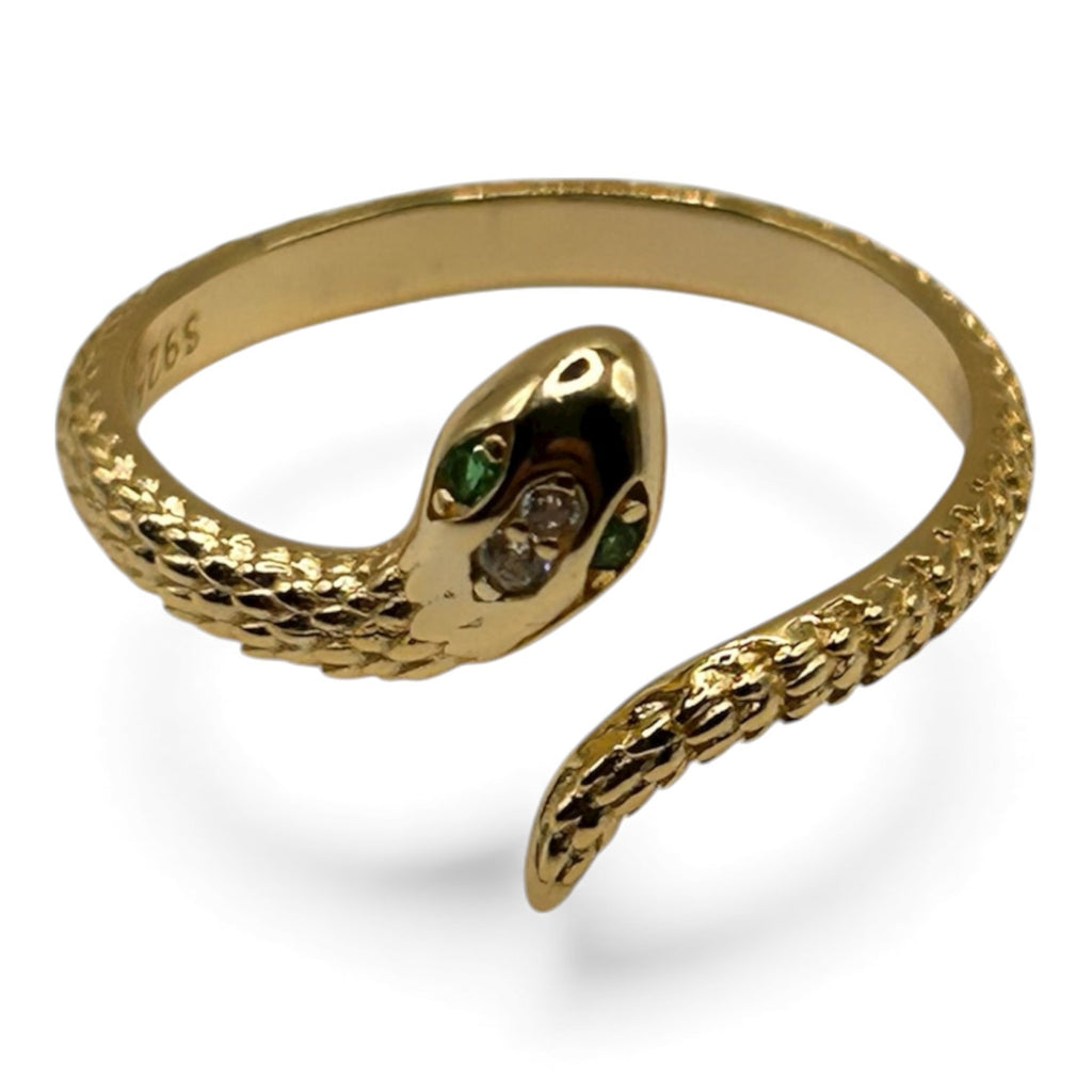 ANILLO SERPIENTE DE PLATA CON CHAPA DE PLATINO