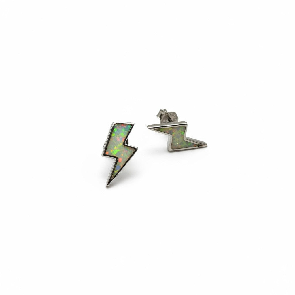 ARETES RAYO DE PLATA CON PIEDRA DE ÓPALO