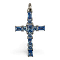 DIJE CRUZ DE PLATA CON ZIRCONIA CÚBICA AZUL
