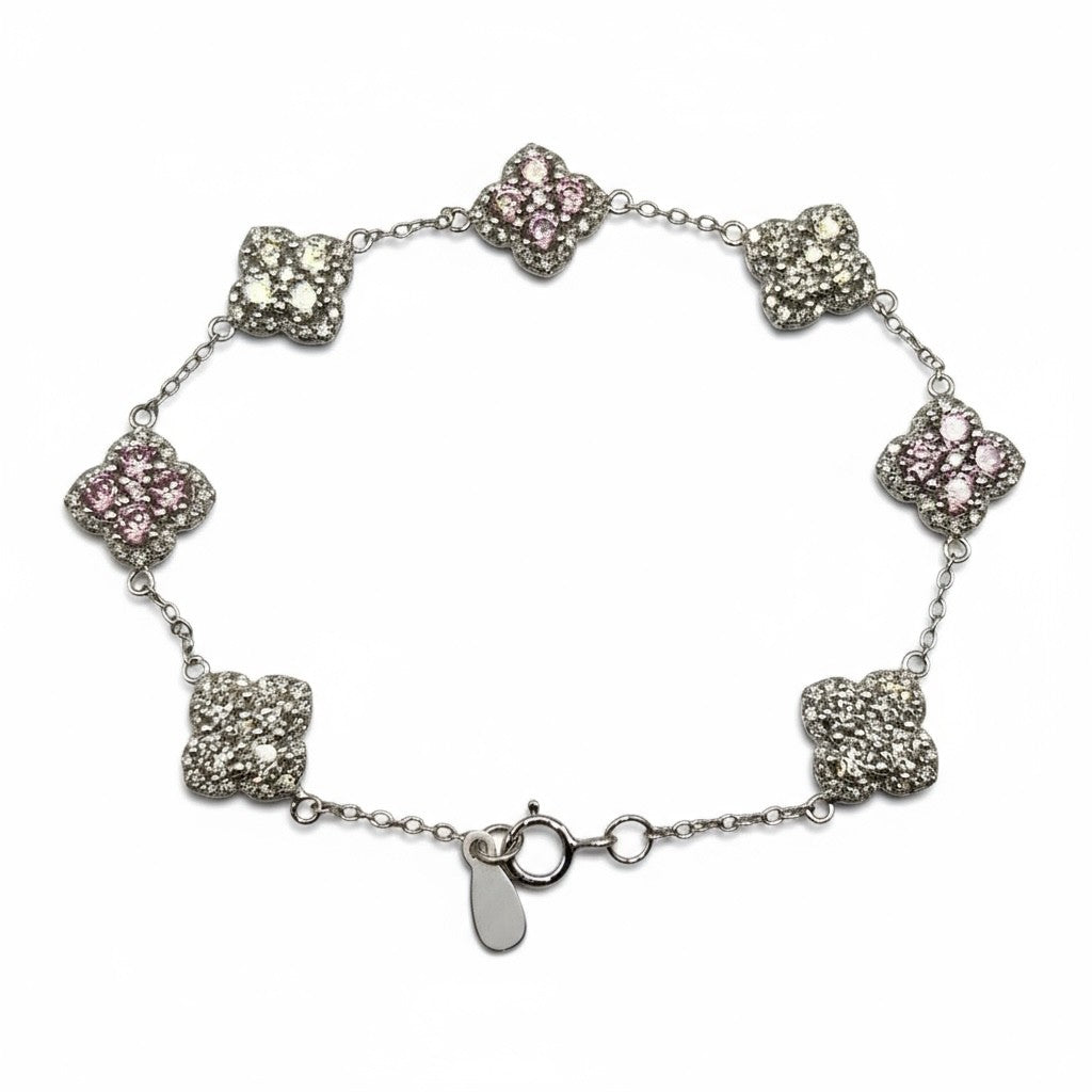 PULSERA TIPO VCA DE PLATA CON MOISSANITA