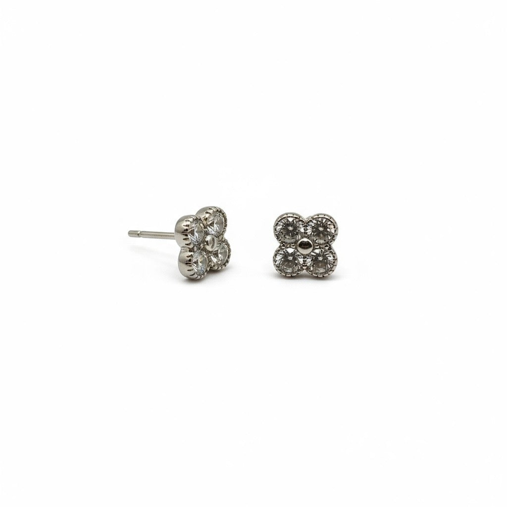 ARETES TRÉBOL DE PLATA CON ZIRCONIA CÚBICA