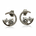 ARETES LUNA DE PLATA CON MOISSANITA
