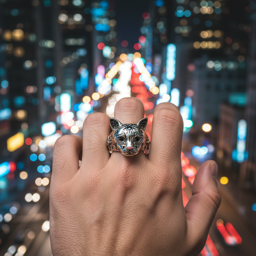 ANILLO GATO MÁGICO DE PLATA