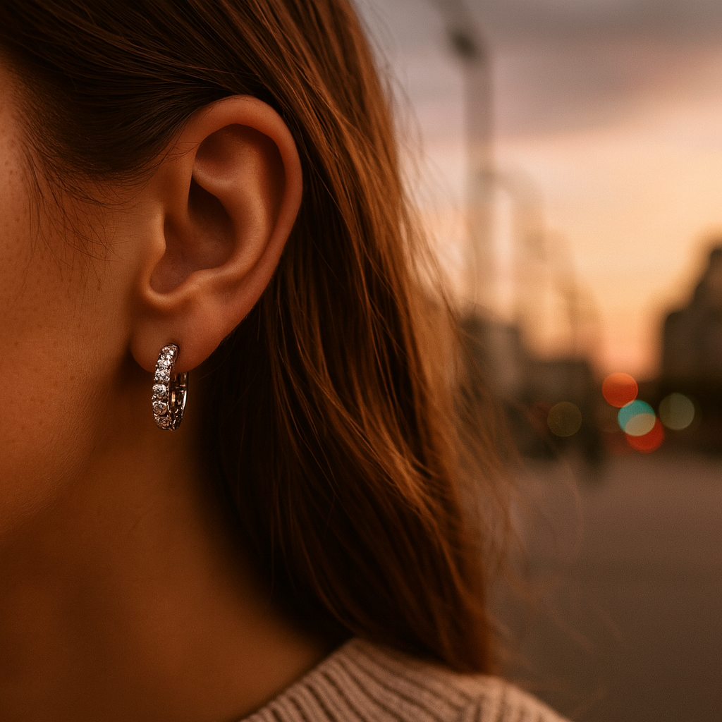 ARETES DE PLATA CON CHAPA DE ORO BLANCO Y MOISSANITA