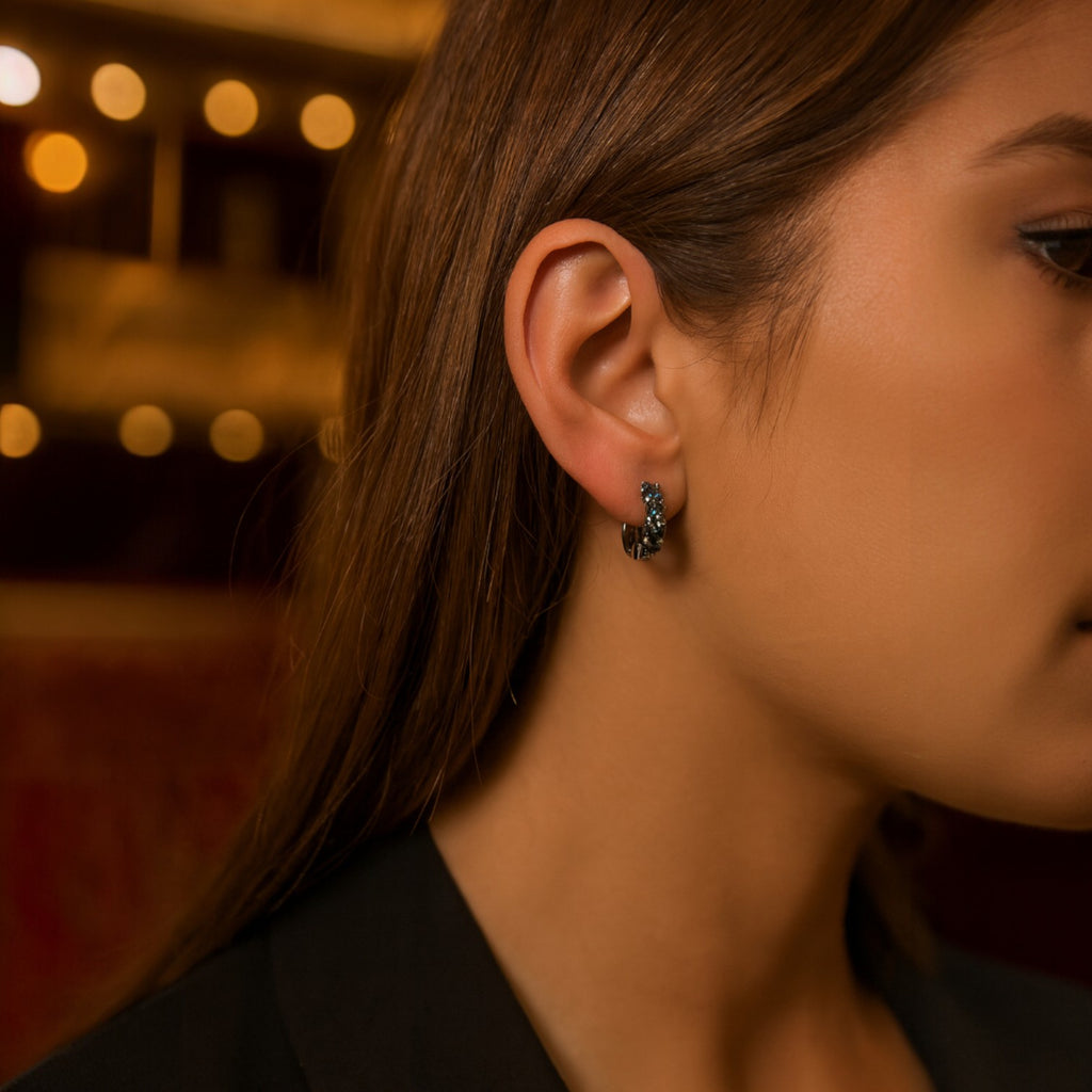 ARETES DE PLATA CON ZIRCONIA CÚBICA IRIDISCENTE