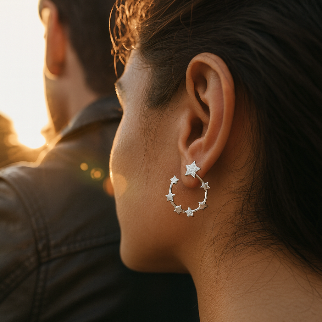 ARETES ESTRELLAS DE PLATA CON ZIRCONIA CÚBICA