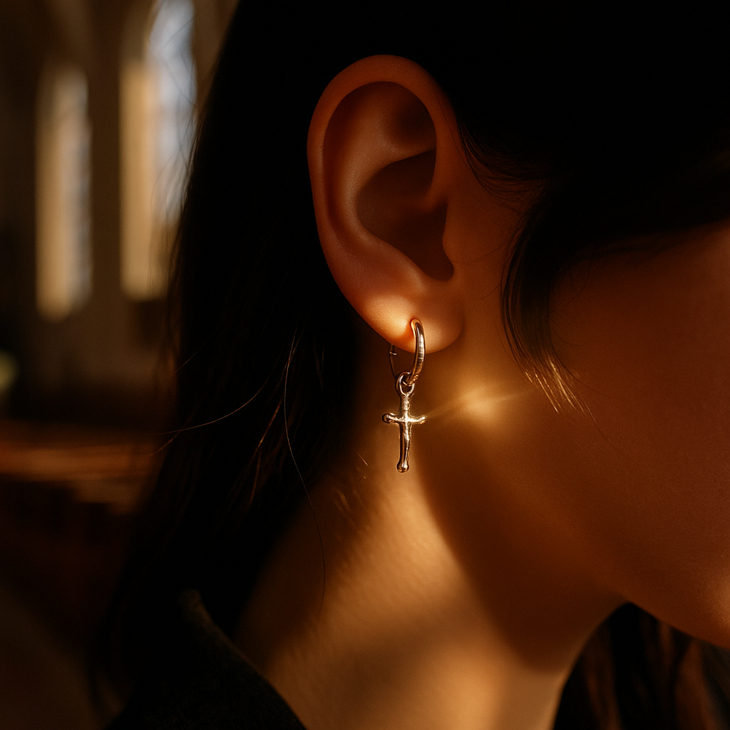 ARETES CRISTO DE PLATA CON ZIRCONIA CÚBICA