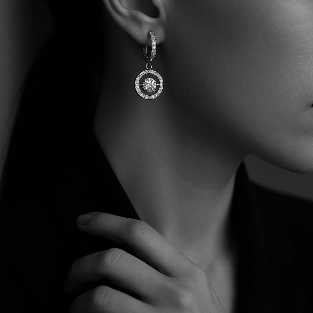 ARETES ARO DE PLATA CON CHAPA DE ORO Y MOISSANITA