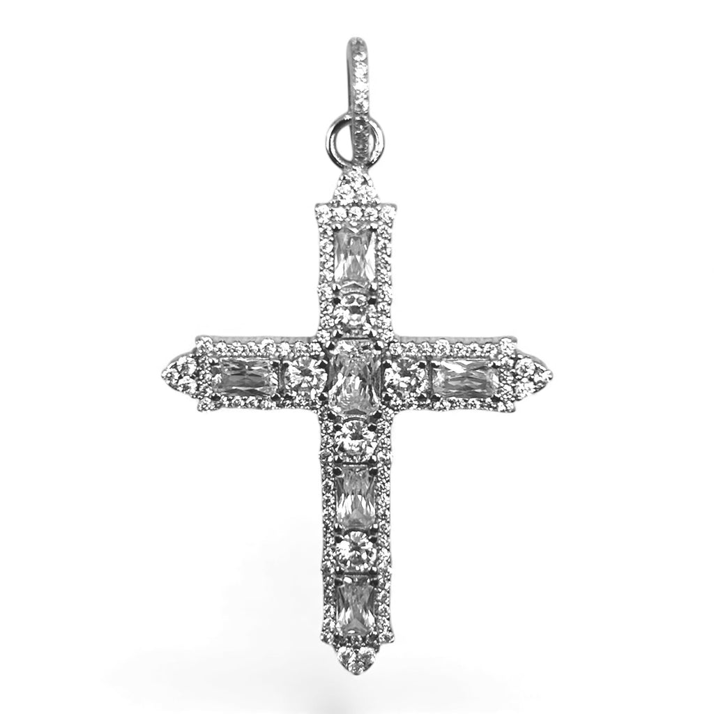 DIJE CRUZ DE PLATA CON ZIRCONIA CÚBICA