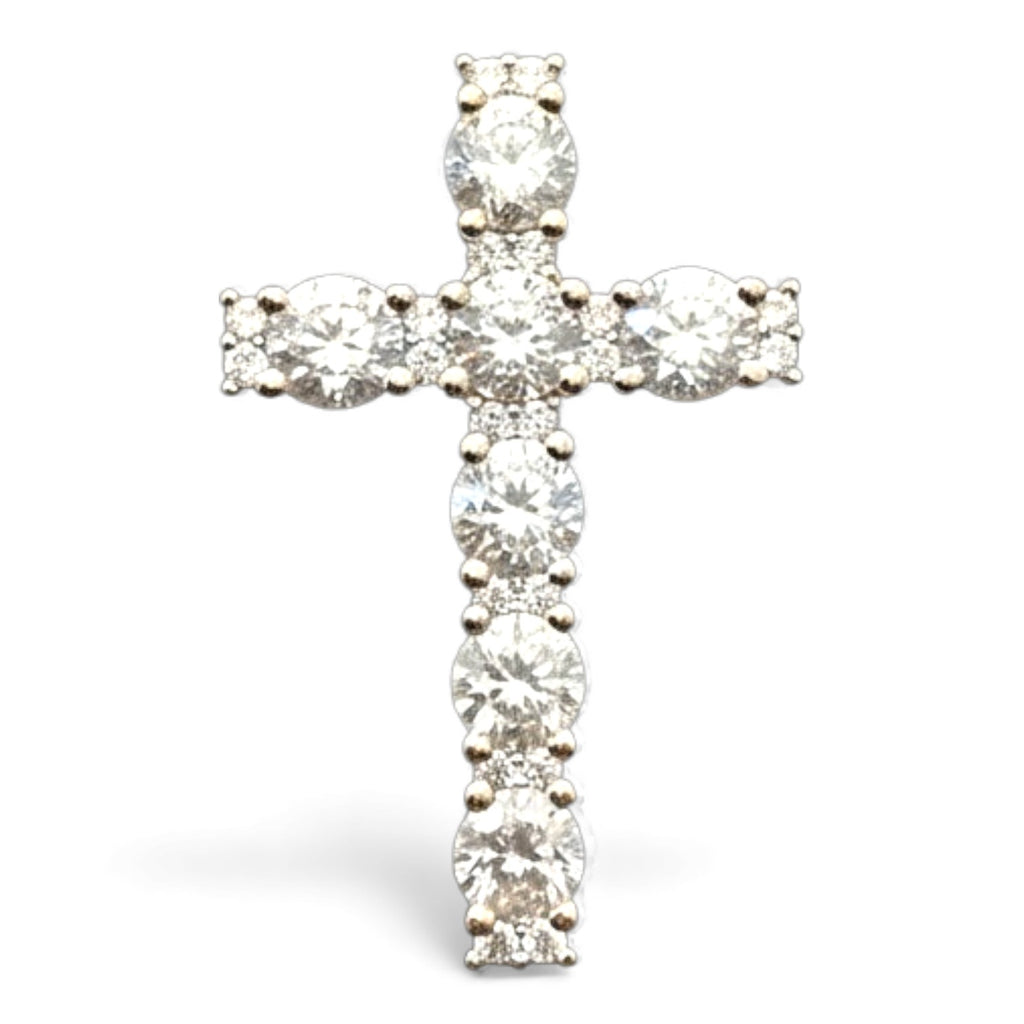 DIJE CRUZ DE PLATA CON MOISSANITA