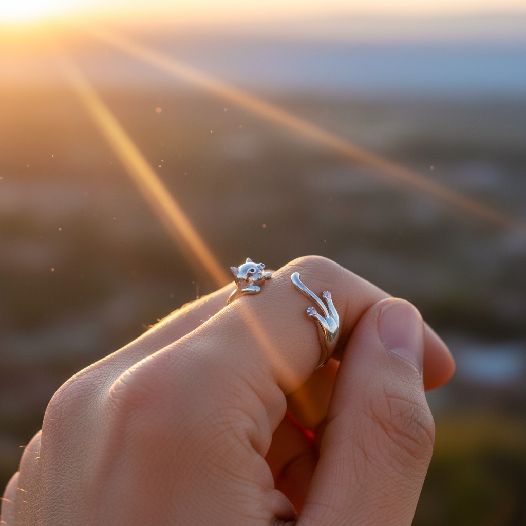 ANILLO GATO DE PLATA CON RESINA