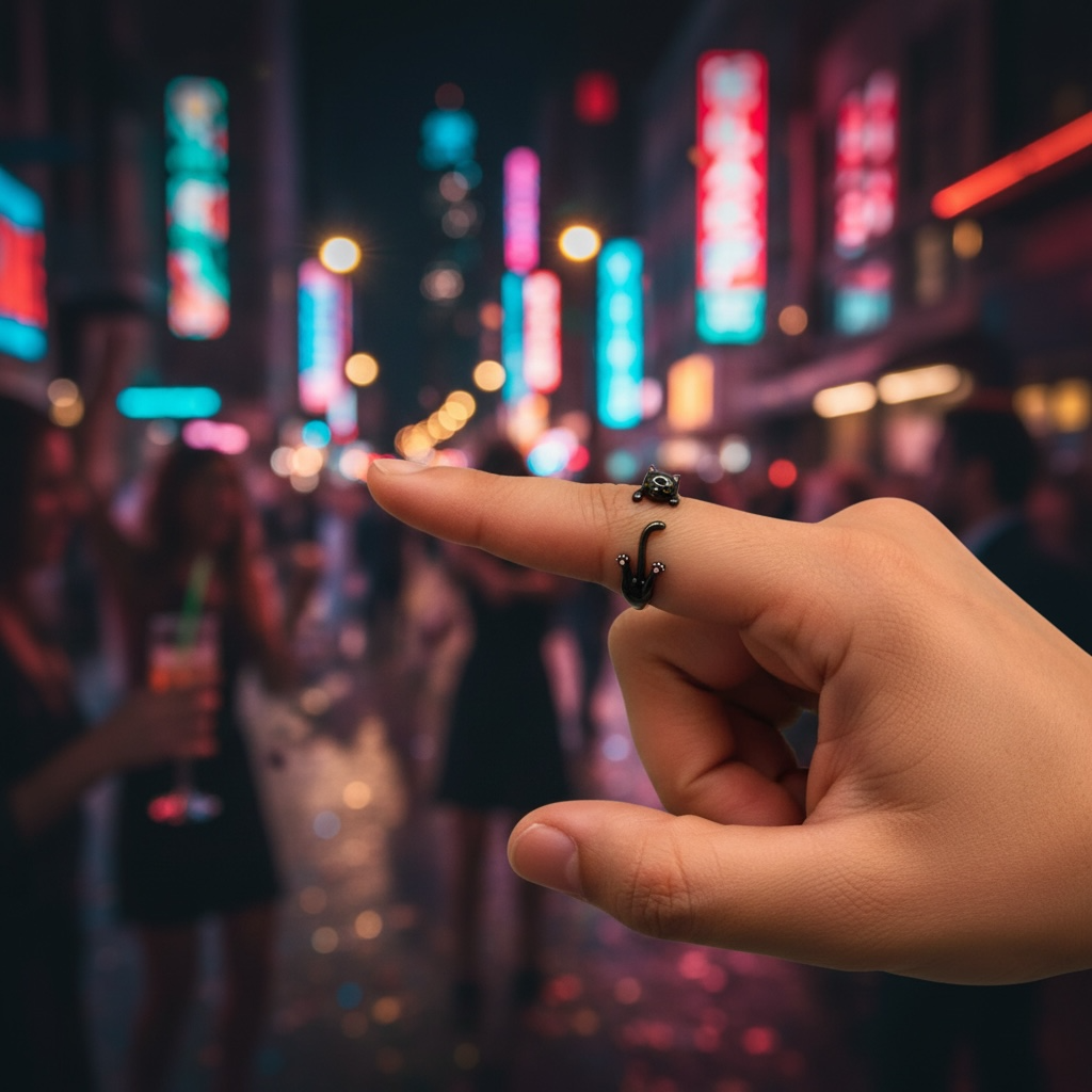 ANILLO GATO DE PLATA CON RESINA NEGRA
