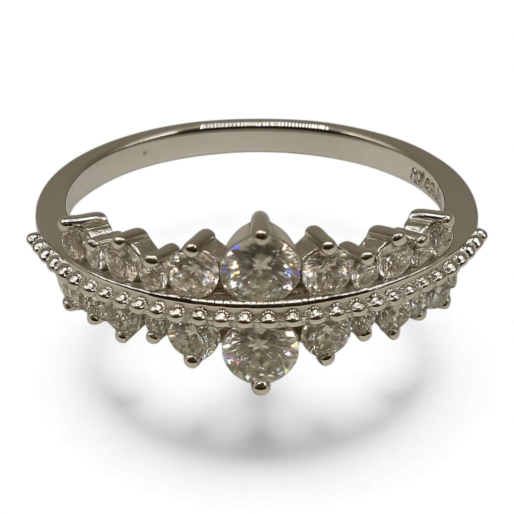 ANILLO REAL DE PLATA CON CHAPA DE ORO Y MOISSANITA