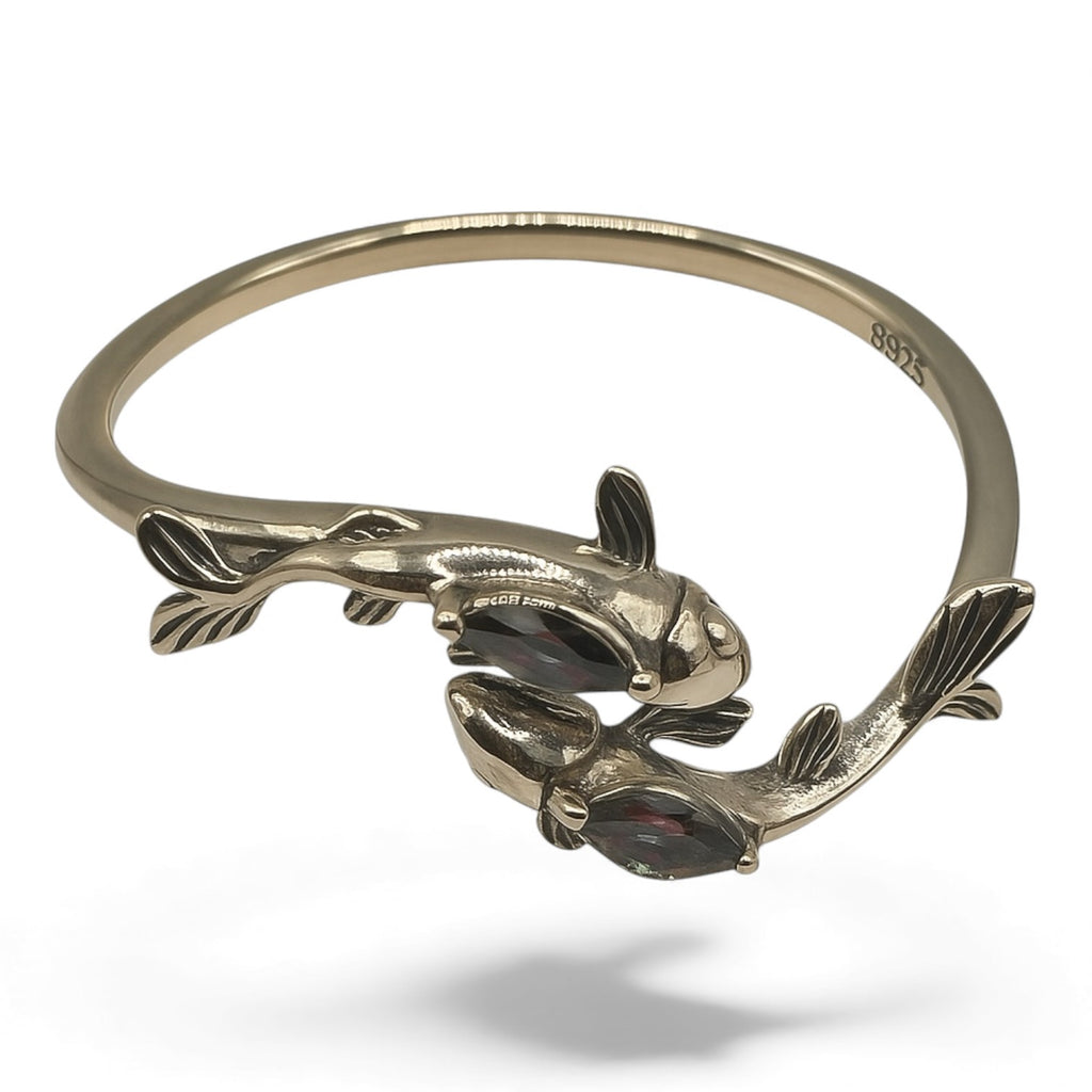 ANILLO PECES DE PLATA CON ZIRCONIA ARCOIRIS