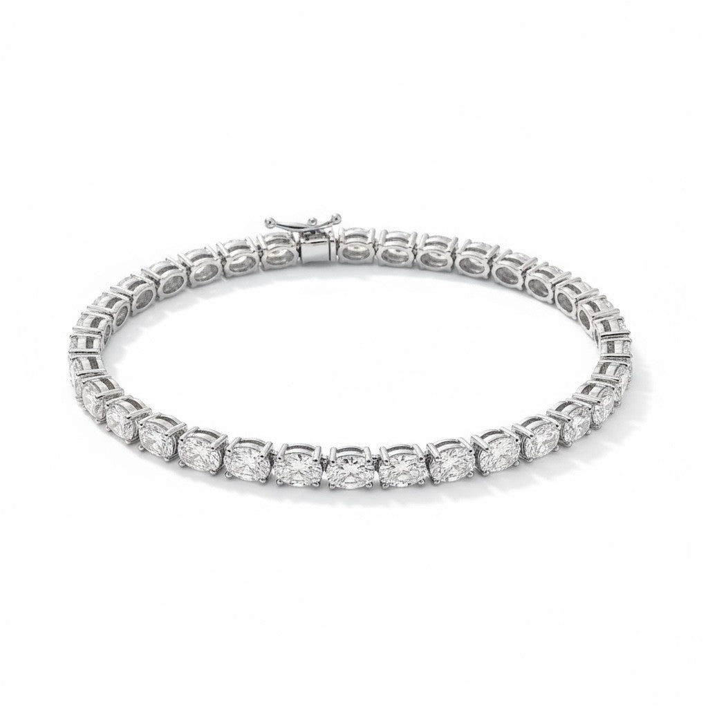 PULSERA DE PLATA CON ZIRCONIA CÚBICA CORTE OVAL