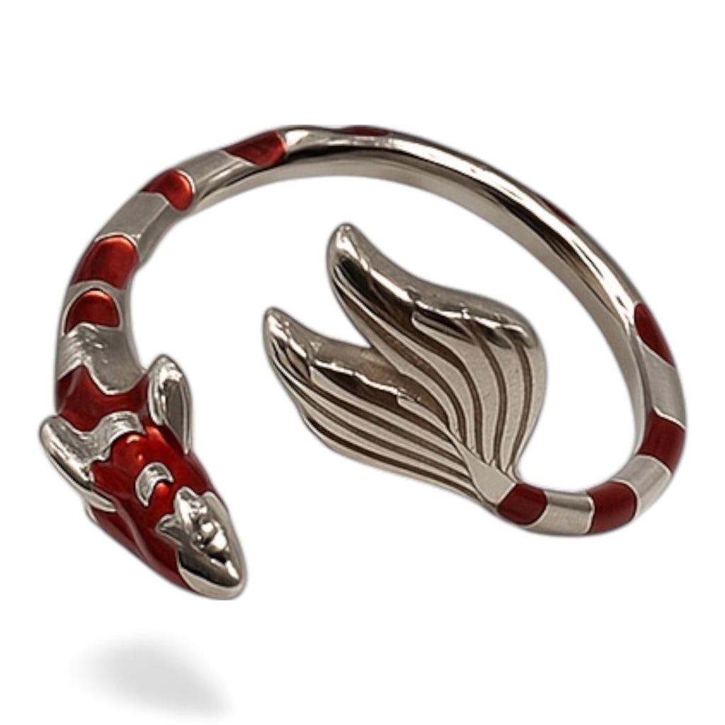 ANILLO KOI DE PLATA CON RESINA ROJA